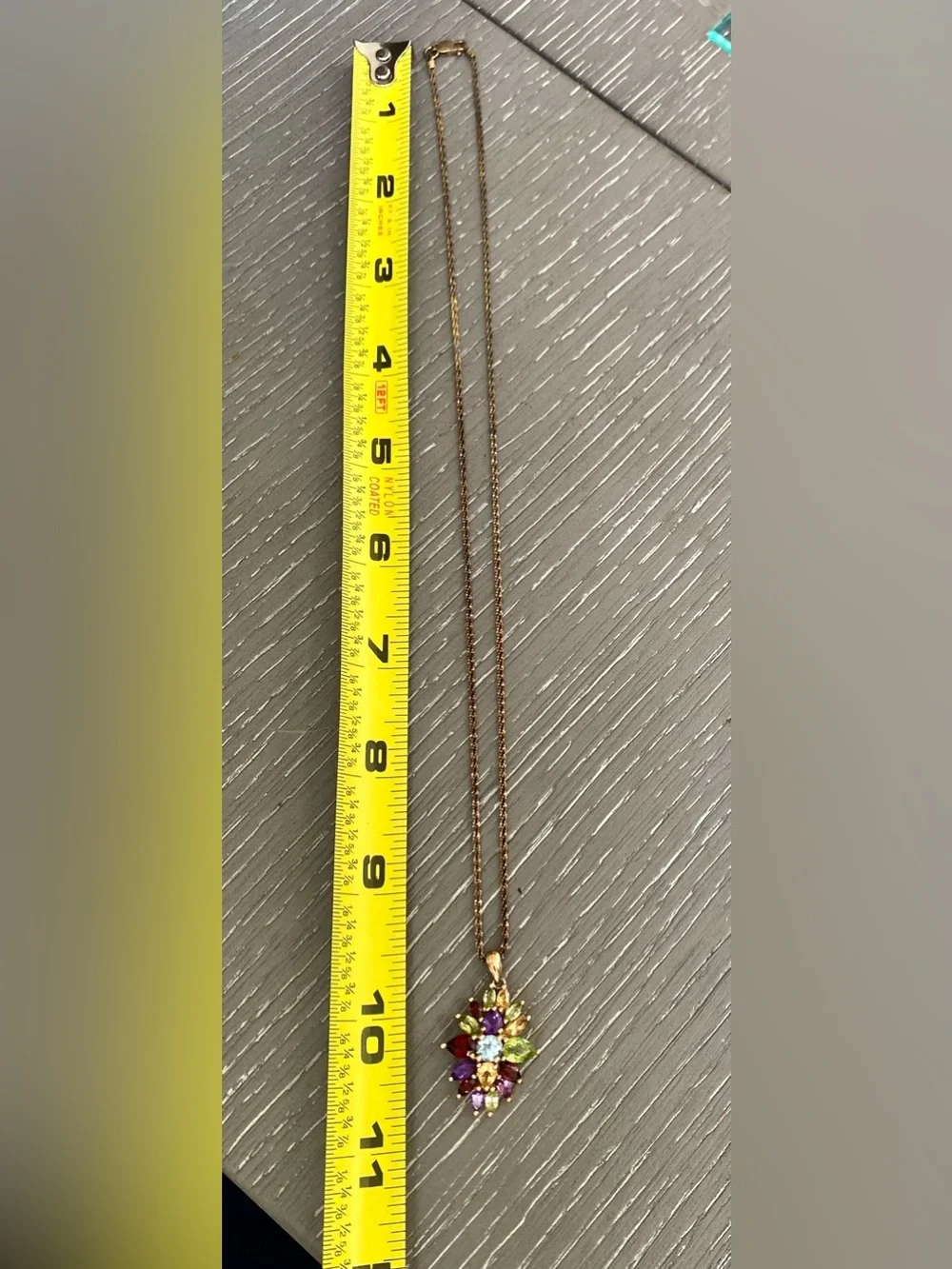 Vintage Multi-Gemstone Floral Cluster Pendant 925 With Necklace Made In Italy 🇮🇹